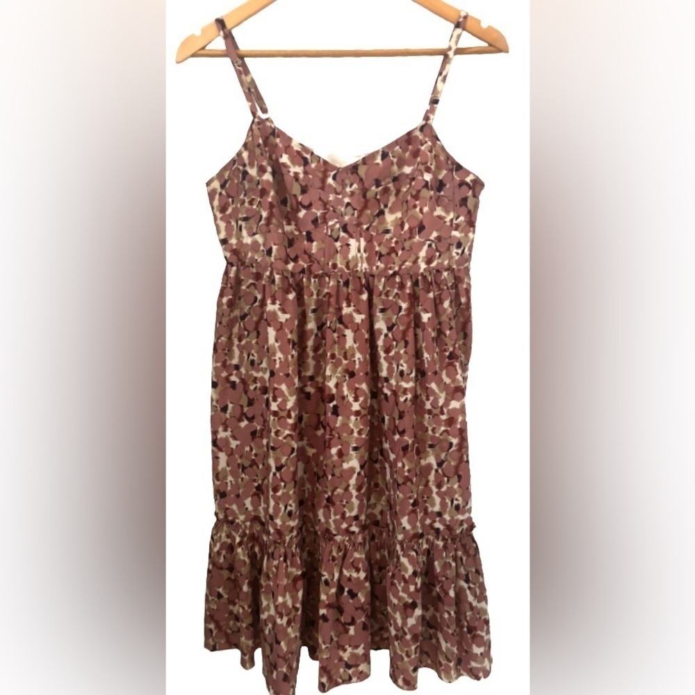Fossil mauve flrl babydoll spag strp ruffl hem dress SZ S Cottagecore